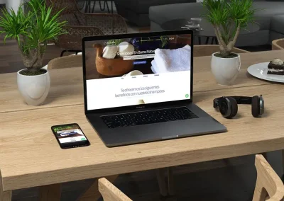 Sitio web responsivo: en la imagen se muestra como el sitio web funciona para smartphone y computadora.